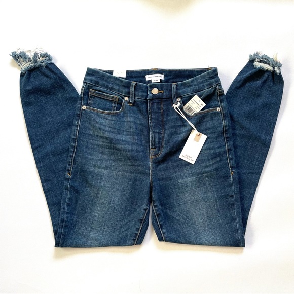 GOOD AMERICAN Good Legs High Waist Chew Hem Ankle Cigarette Jeans Sz 8/29 - Picture 3 of 8